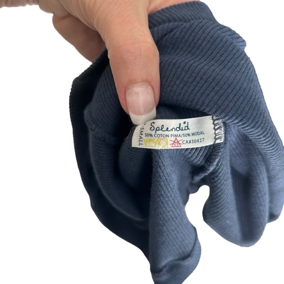 Splendid Classic Scoop Neck Ribbed Tank in Navy Blue Size XS - Picture 6 of 7